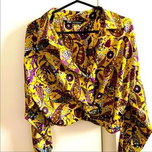 Zara yellow cropped blouse